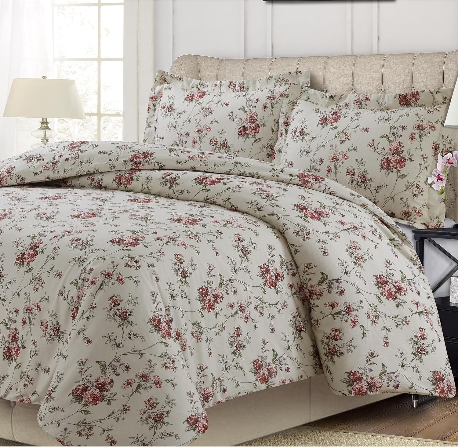 Tribeca Living MTOILDUVETQUNB Duvet Set, Queen, Deer Toile Navy Blue