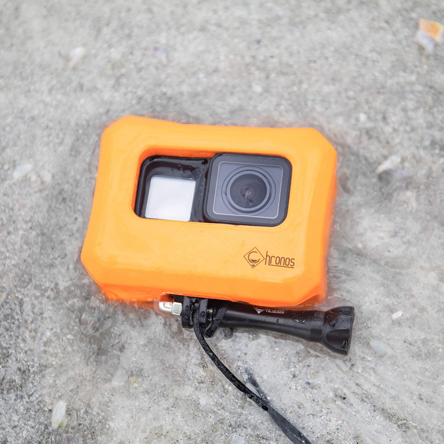 Chronos Floaty Case with Extra Long Aluminum Thumbscrew and Tether Kit, Extremely Buoyant, Surf Float, Floatie, Floater, Floating Case, Dive, Underwater, Scuba for GoPro Hero 7, Go Pro Hero 6,5