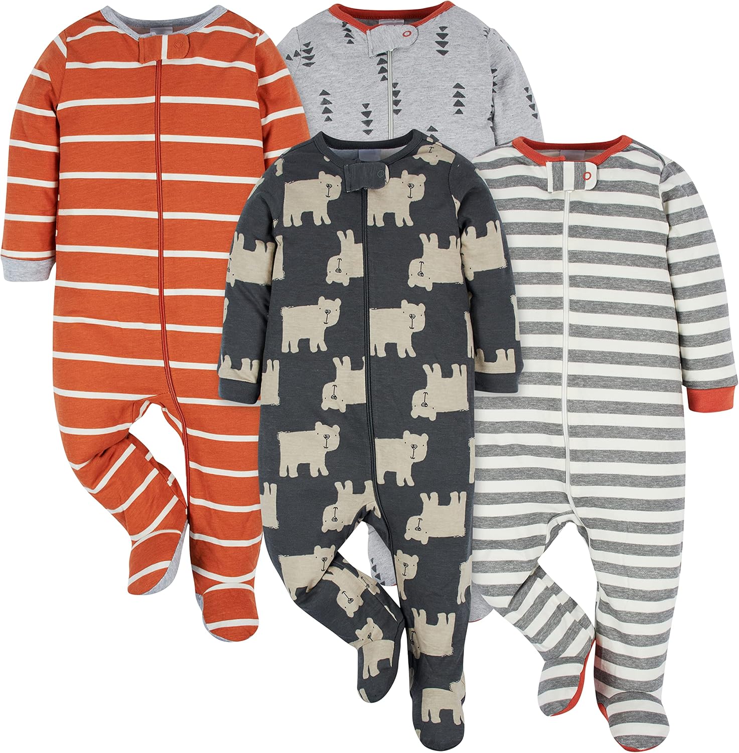 Onesies Brand baby-boys 4-pack Sleep 'N Play Footies