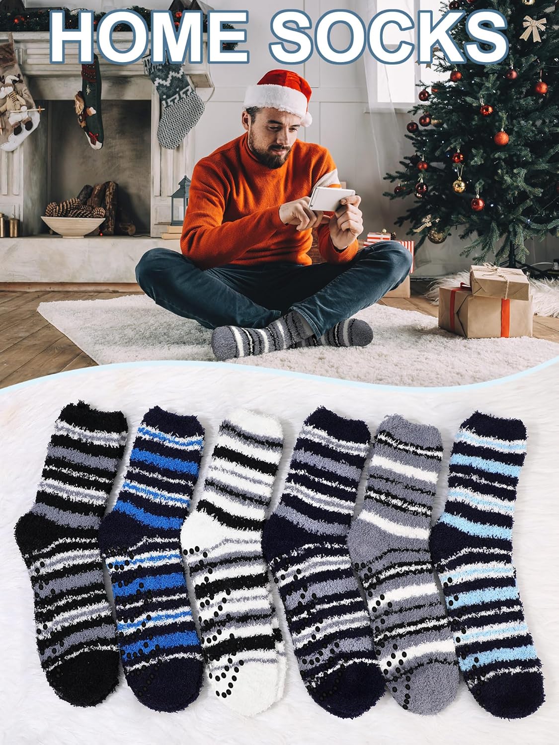 Liitrsh 18 Pairs Fuzzy Socks with Grips Plush Comfy Hospital Slipper Fluffy Socks Thick Non Slip for Men Women Gift - Image 5
