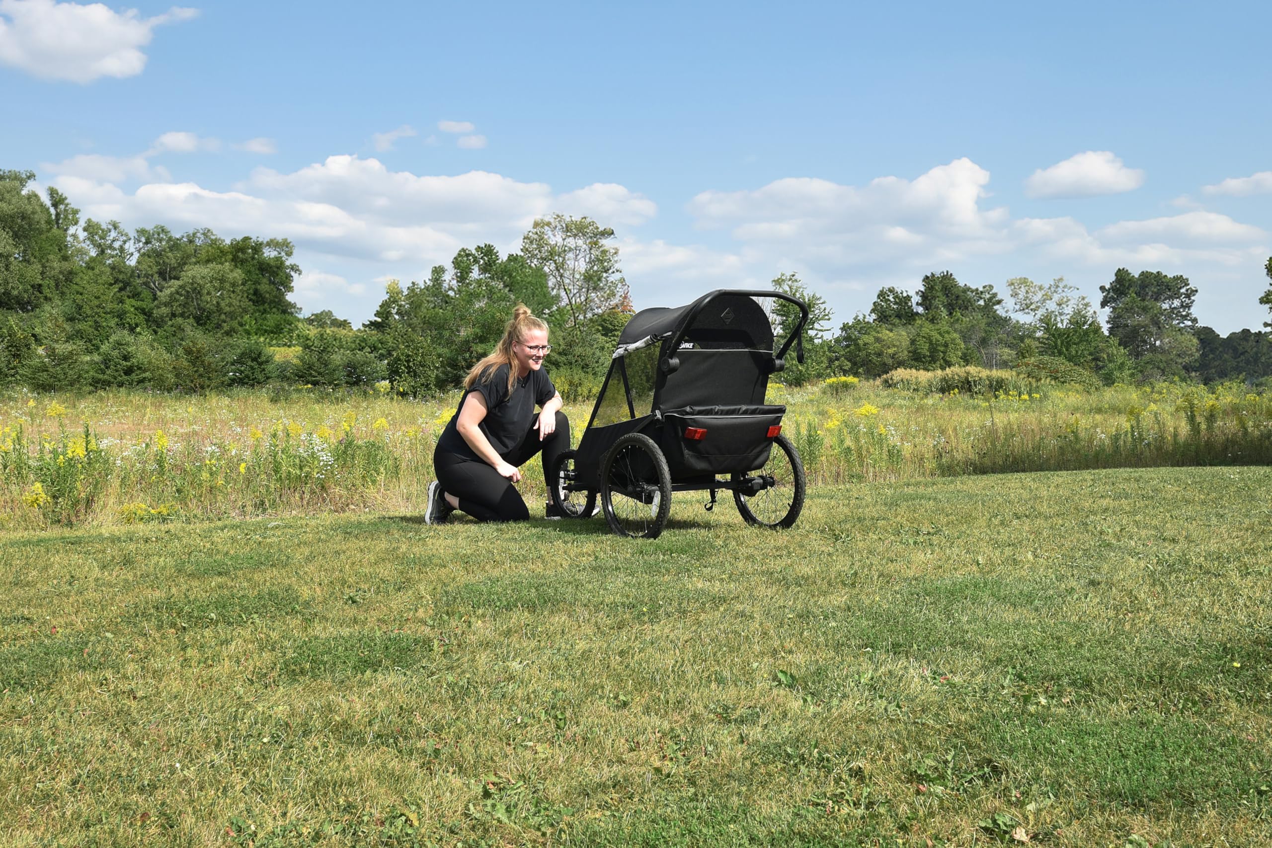 Wike Premium Double Children's Bike Trailer with Suspension Black