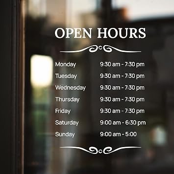 Custom Business Sign - Indoor Outdoor Window Sticker - Reversible Personalized Company Decal - Vinyl Store Hours 15x20