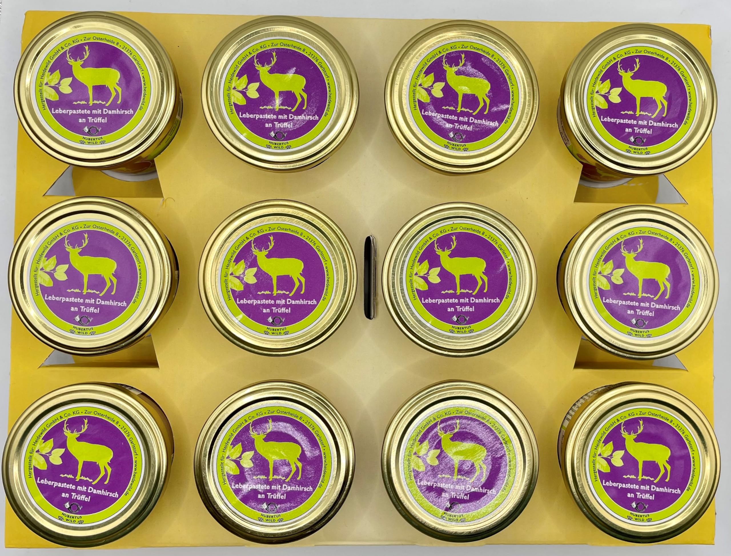 12er Tray Hubertuswild Leberpastete mit Damhirsch an Trüffel 100g Glas