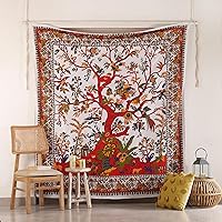 Vista 12 de Popular Handicrafts Tapiz para colgar en la pared, diseño hippie, bohemio, árbol de la vida, hippy psicodélico, tapices indios, 53 x 78 pulgadas