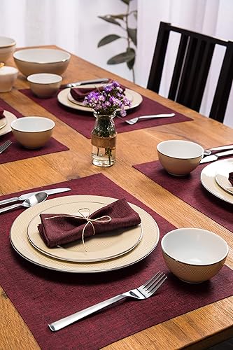 Miniatura 3 de Solino Home - Manteles individuales de lino de 14 x 19 pulgadas, juego de 4, color granate rojo, para el día de San Valentín, lavables a máquina y