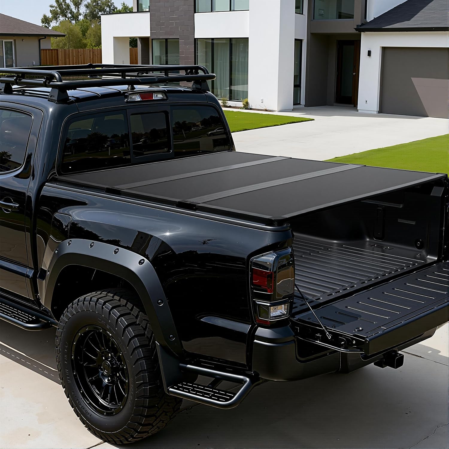 Hard Tri-fold Truck Bed Tonneau Cover Compatible with Nissan Frontier 2005-2026(NO México), 5FT/60inch Bed, FRP Hard Bed Covers for Trucks with Track Rail System