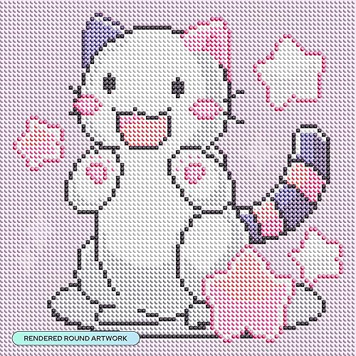 Miniatura 84 de DIAMOND ART CLUB Kit de pintura de diamante de zorro, manualidades divertidas para adultos, lienzo de arte redondo de diamante, 13 x 16 pulgadas