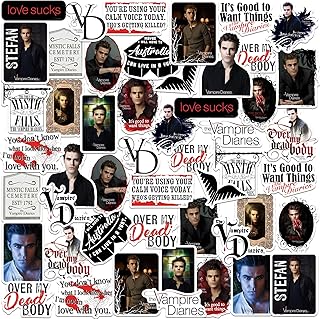 The Vampire Diaries Stefan 50ct Vinyl Large Deluxe Stickers Variety Pack – Die Cut Decals for Laptop, Water Bottle, Scrapbooking, Tablet, Indoor/Outdoor