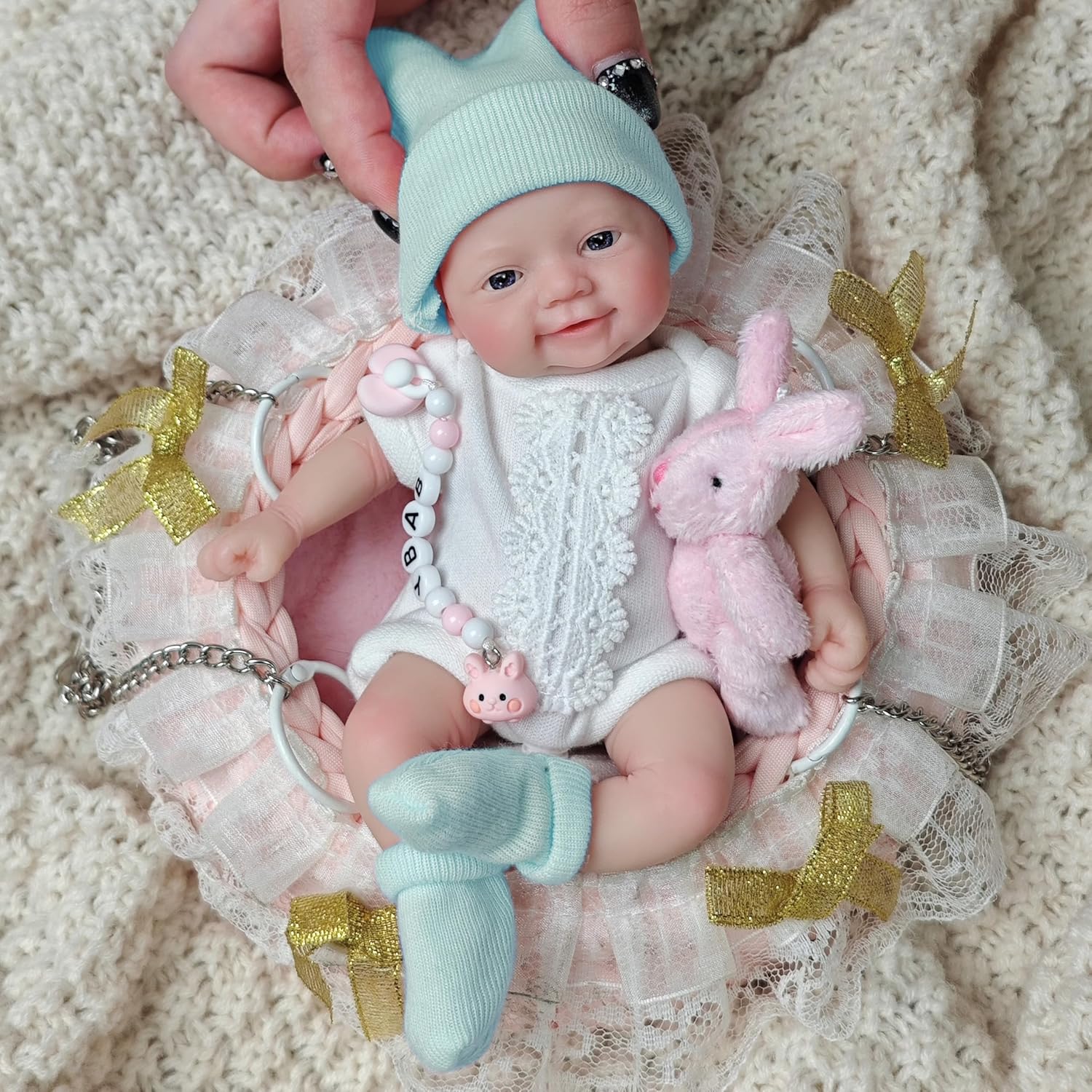 Miniature 7" Reborn Baby Doll Silicone Full Body Looks Real Babies Lifelike Eyes Open Cute Baby Girl Realistic Newborn Doll Soft Anti Stress Doll