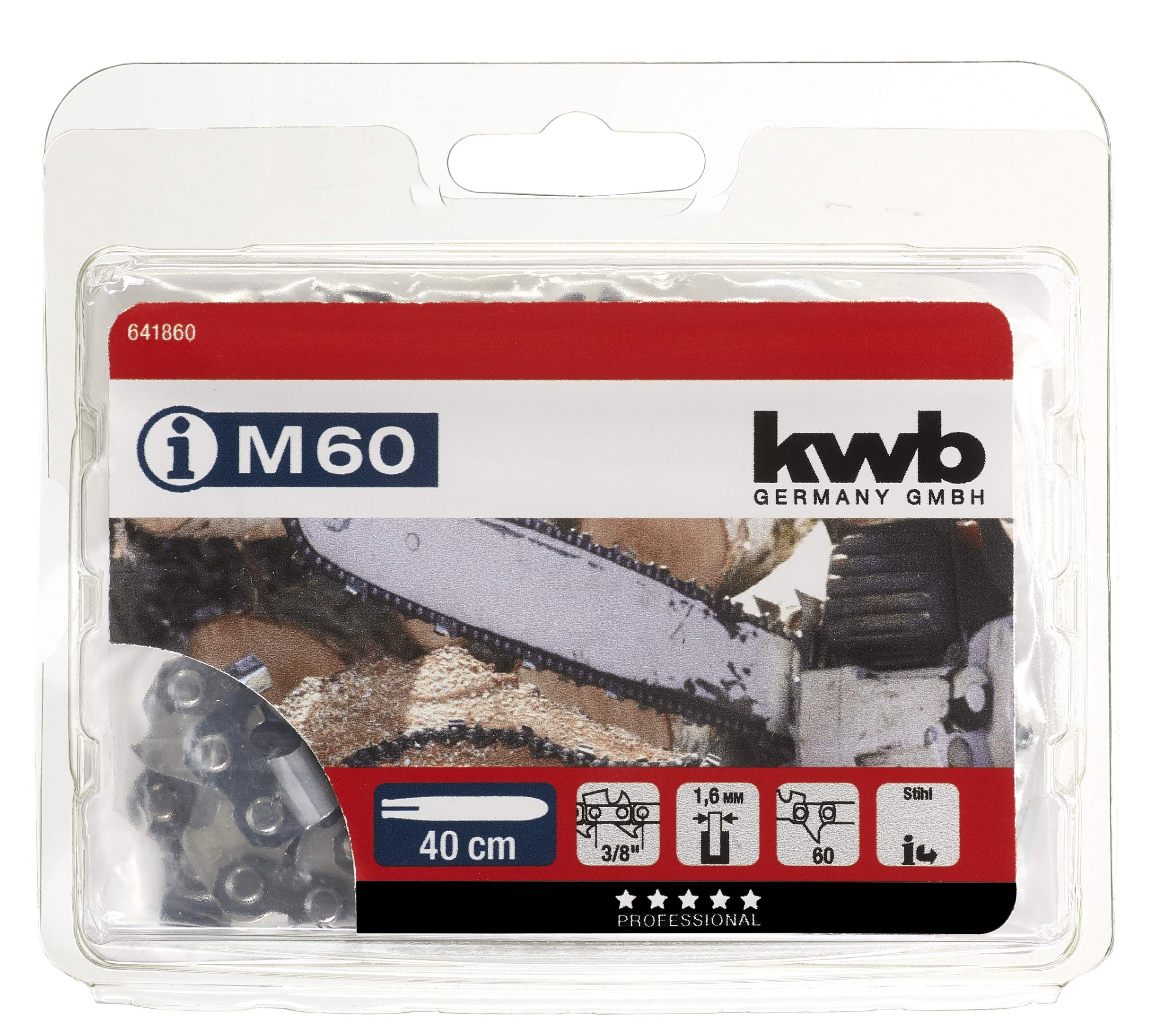 kwb 641860 Catena della sega per seghe a catena Tipo 18-M60 3/8 '' / Pollice, Lunghezza della spada: 40 cm / 400 mm 60 TG / Arti di guida