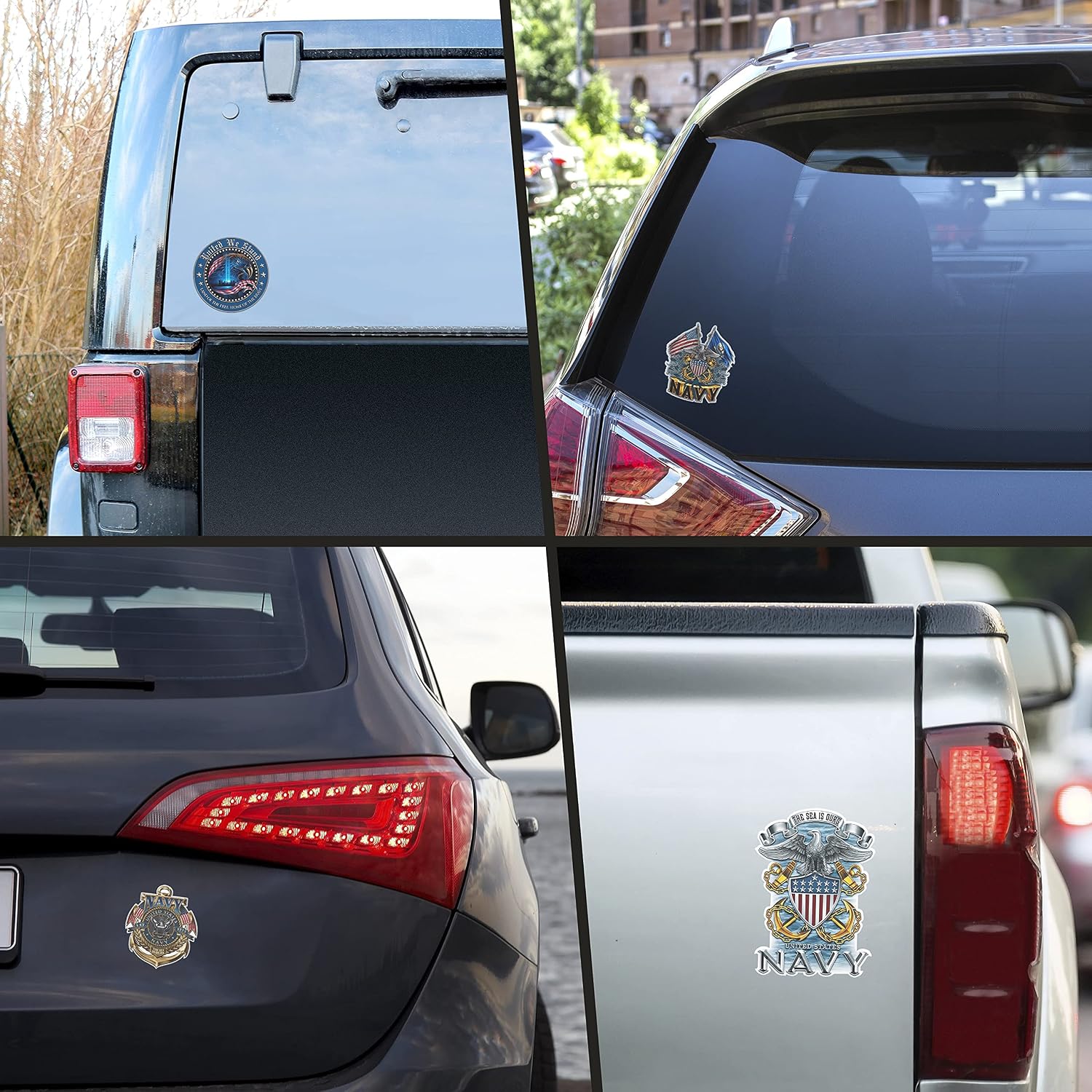 Navy Decals, Show Your Pride with Our Double Flag Eagle Navy Shield Patriotic Decals, Perfect for Your Kitchen, Car, Wall or Bike, Gifts for Sailors (12IN)