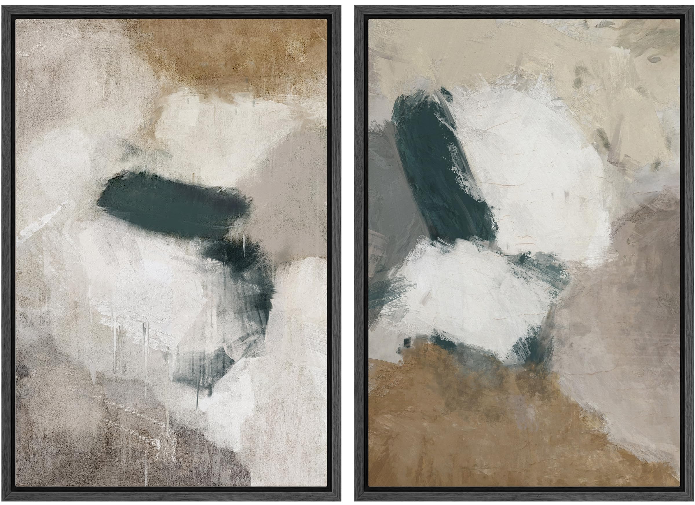 MUDECOR Framed Canvas Print Wall Art Monochromatic Gradient Abstract Minimalist Gray Illustrations Modern Art Decorative Bohemian Colorful Chic for Living Room, Bedroom, Office - 16"x24"x2 Black — view 11