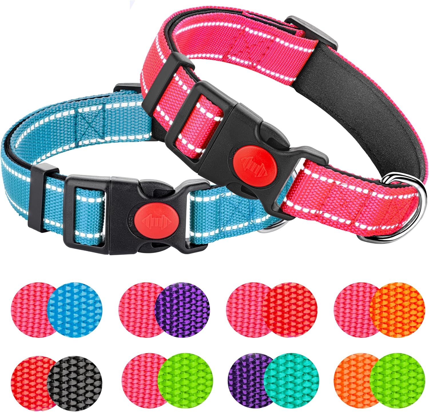 2 Pack Reflective Dog Collar for Small Dogs Girl Boys