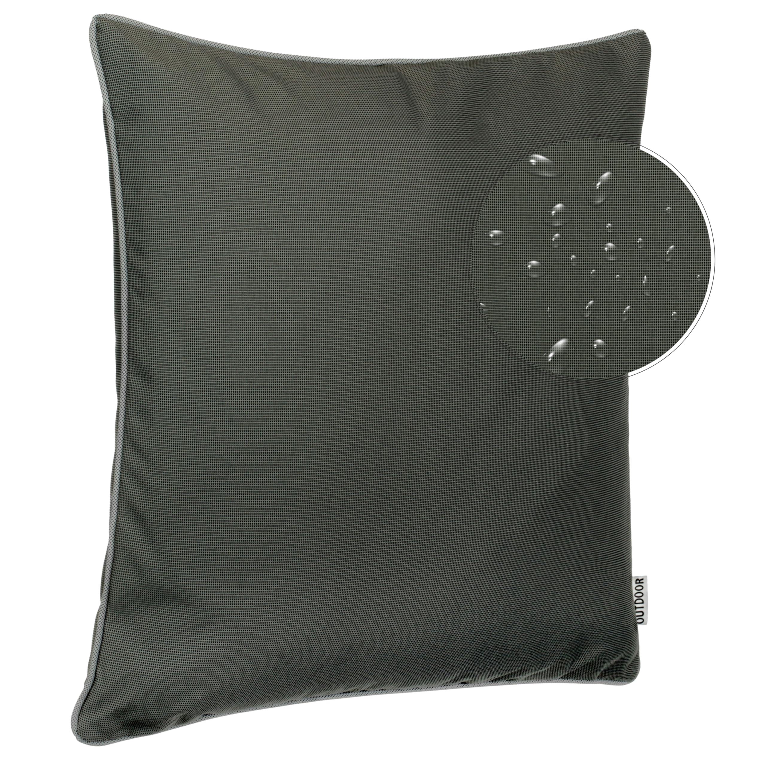 Brandsseller Lot de 2 Coussin d’extérieur 45x45 cm – Coussins décoratifs imperméables avec Passepoil – Résistants aux intempéries pour Jardin, Balcon, Terrasse et Canapé - Anthracite