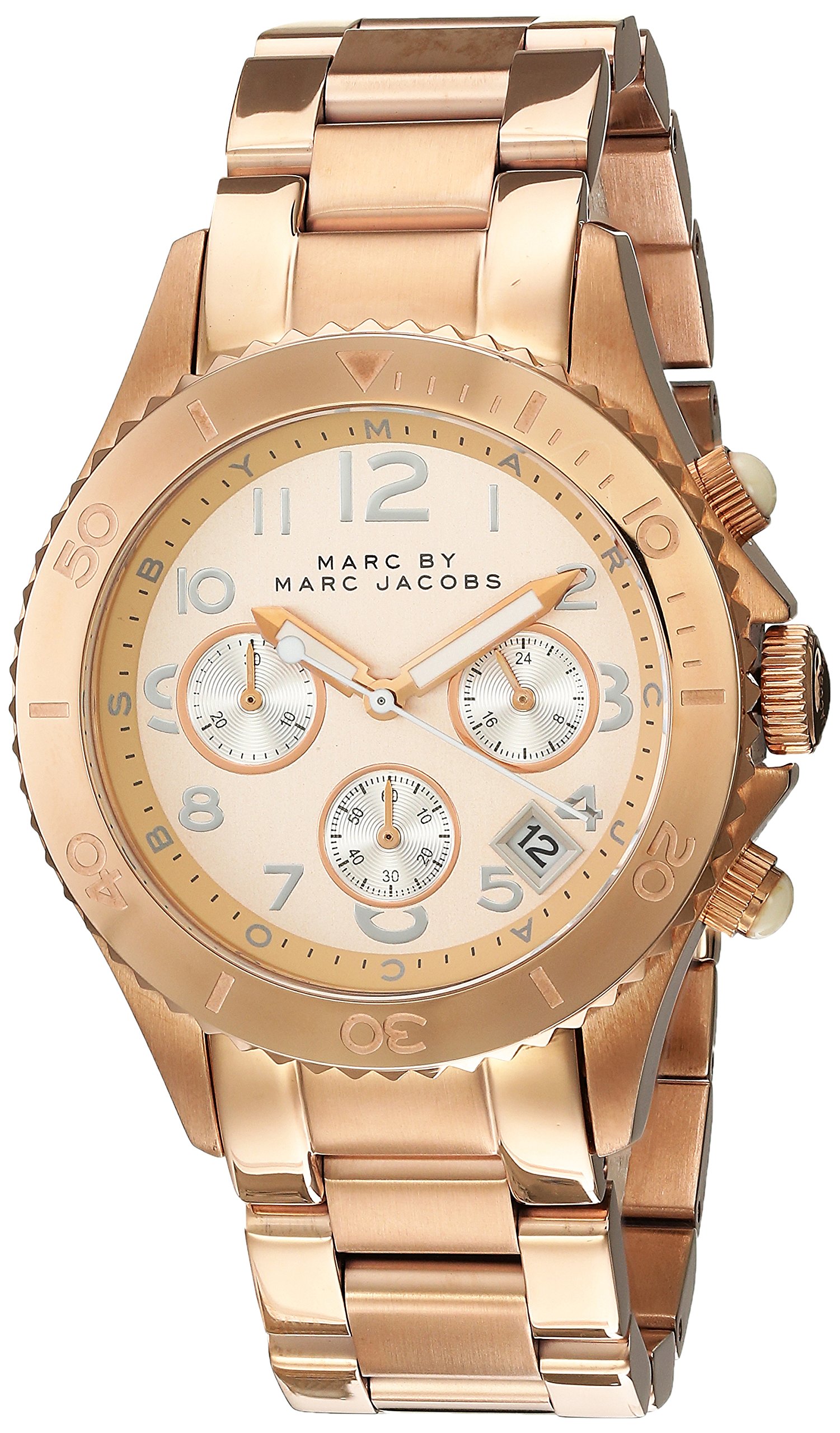 Marc by Marc Jacobs Women's Rose Gold Dial Stainless Steel Band Watch - MBM3156