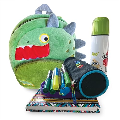 Miniatura 4 de Svitbag Mochila pequeña de dibujos animados de animales pequeños con correas ajustables para niños y niñas, Dinosaurio