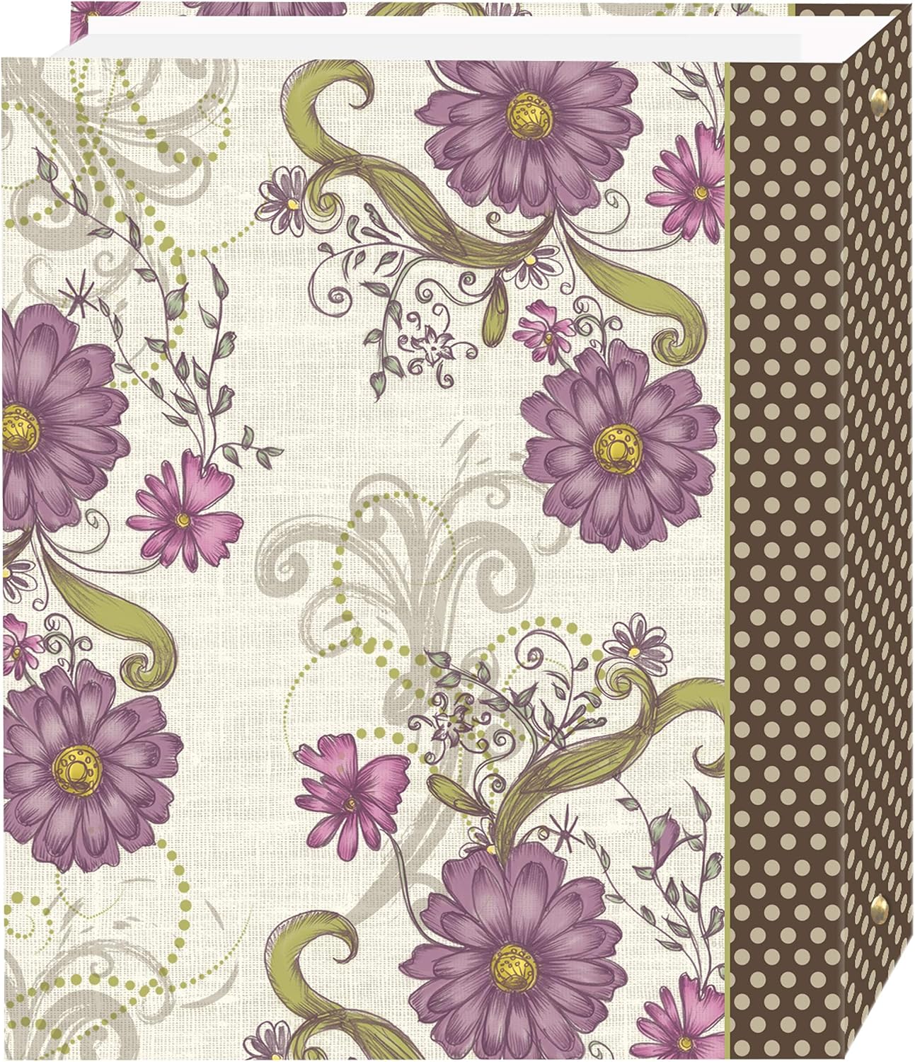Magnetic Self-Stick 3-Ring Photo Album 100 Pages (50 Sheets), Berry Blossoms Design