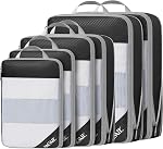 BAGAIL 6 Set/8 Set Compression Packing Cubes, Ultralight Expandable Packing Organizers for Carry on Travel Luggage(6set Jet Black)
