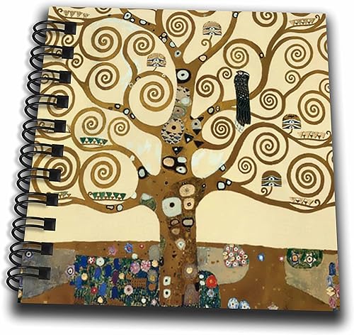 Miniatura 1 de 3dRose El árbol de la vida 1909 por Gustav Klimt-Ramas remolinadas con estilo - Remolinos Art Deco finos marrón-Mini bloc de notas, 4 por 4 pulgadas