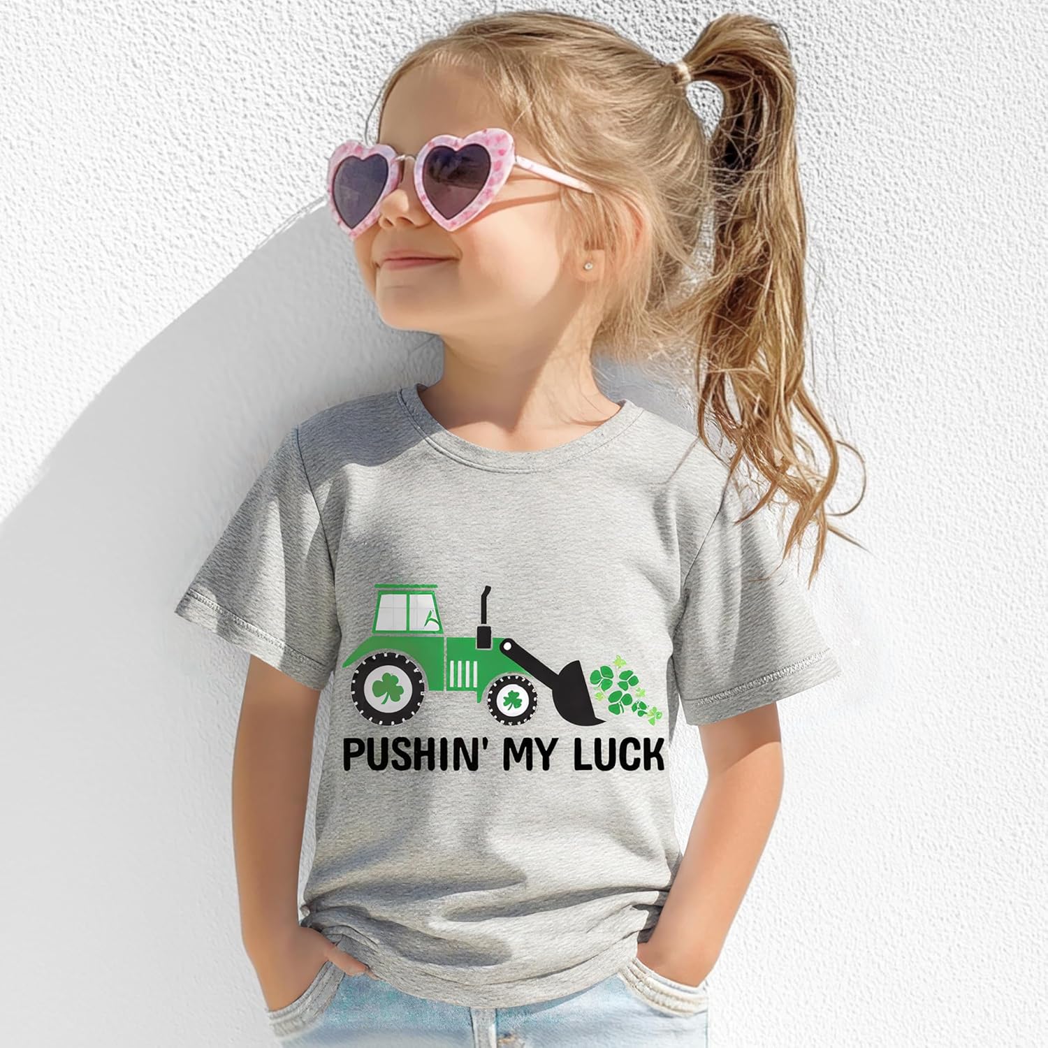 Kids St Patricks Day Shirt Girls Boys Patrick's Shamrock Clover Monster Truck Dinosaur Bow Toddler Short Sleeve 2-7T - Image 2