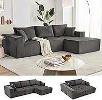 Vista 16 de Sofá modular de 108 pulgadas, sofá modular de nube con asiento profundo, moderno sofá modular en forma de L con diván, sofás tapizados sin hueso