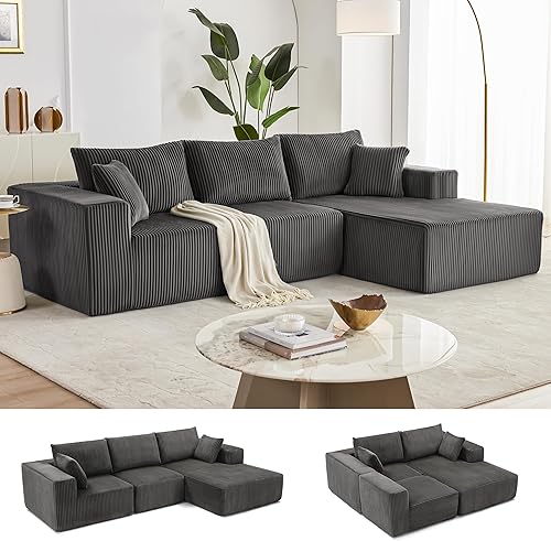 Miniatura 16 de Sofá modular de 108 pulgadas, sofá modular de nube con asiento profundo, moderno sofá modular en forma de L con diván, sofás tapizados sin hueso