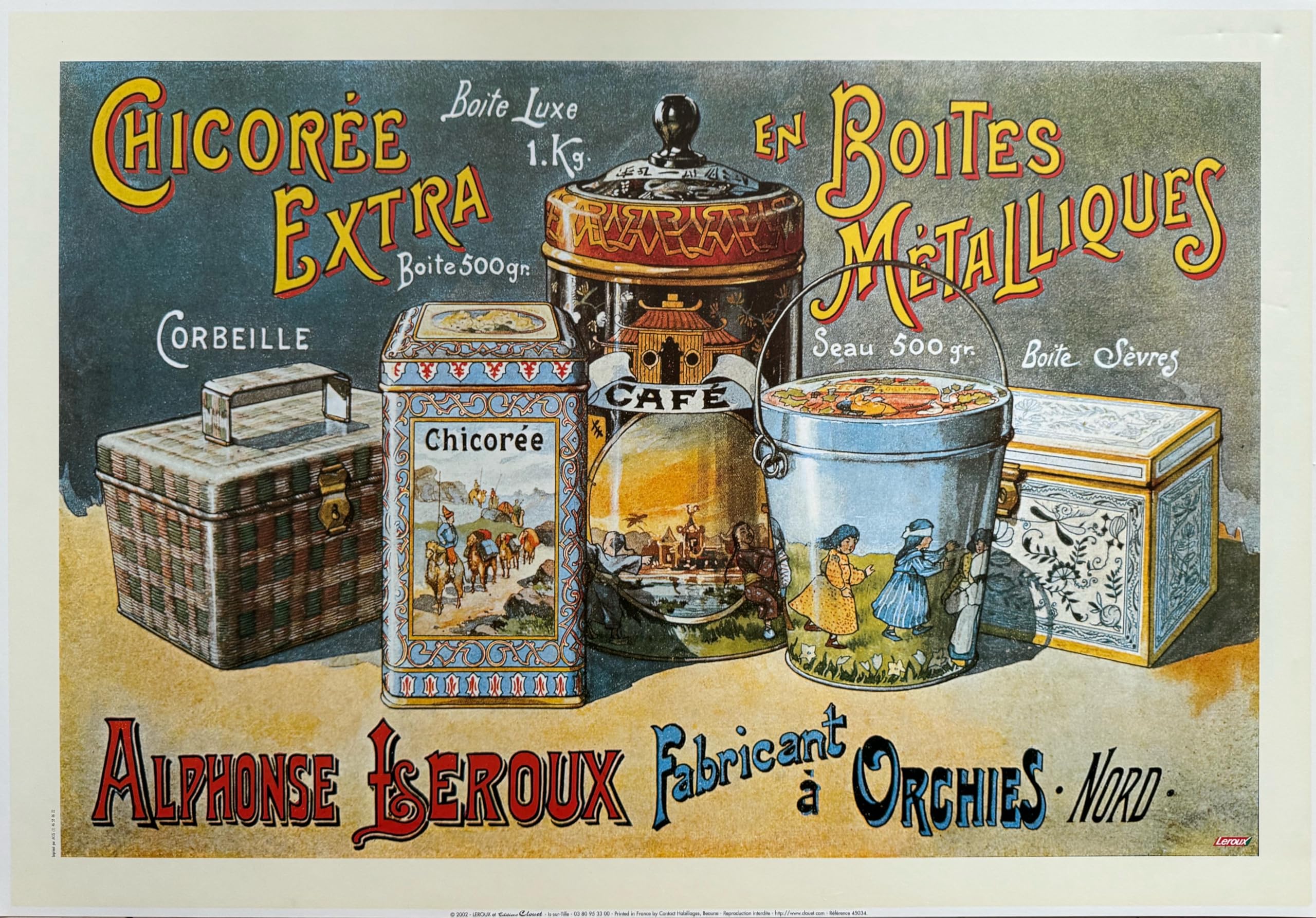 Poster Boites Metalliques Alphonse Leroux affiche pour mur vide