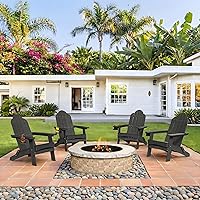 Vista 23 de LUE BONA Juego de sillas plegables Adirondack de 6, sillas de patio resistentes al fuego de color marrón oscuro HDPS, sillas modernas de plástico