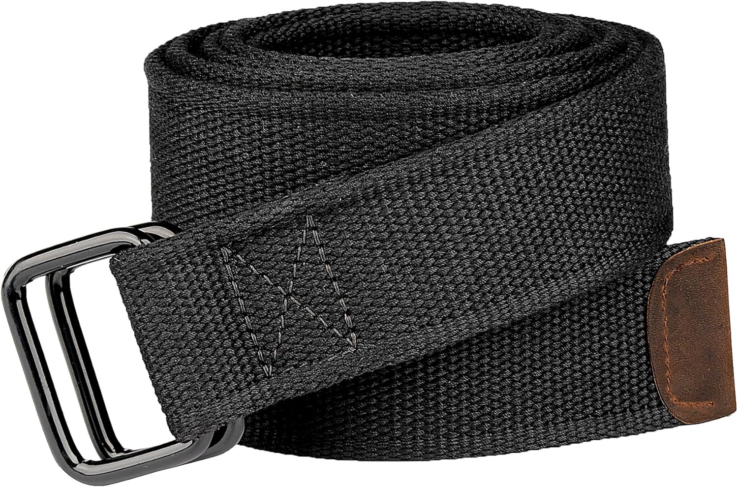Plus Size 39-75'' Long Double Ring Big Mens Canvas Fabric Cloth Belts Black - Image 3