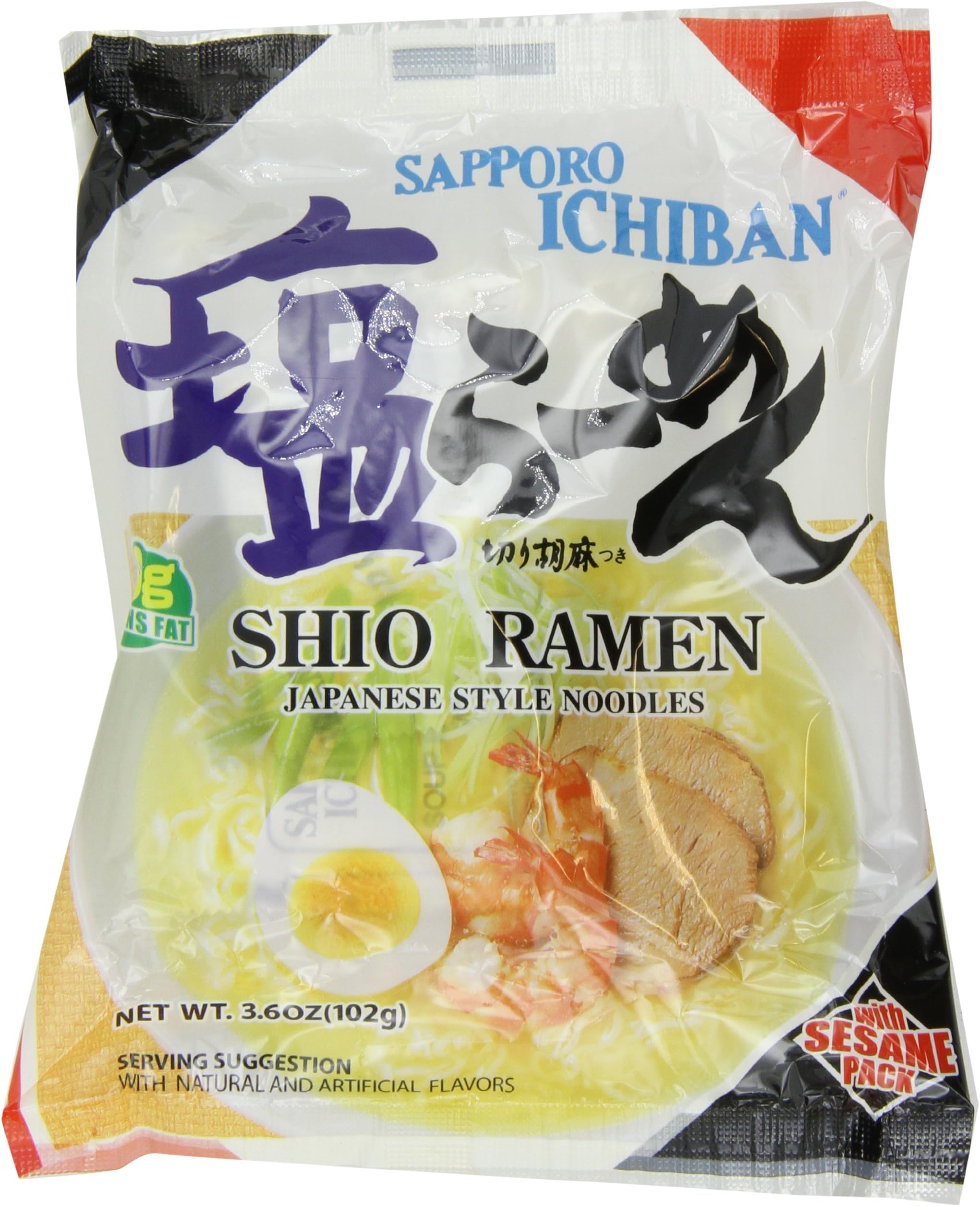 Sanyo Sapporo Ichiban Instant Noodle Shio, 3.6-Ounce (Pack of 24)