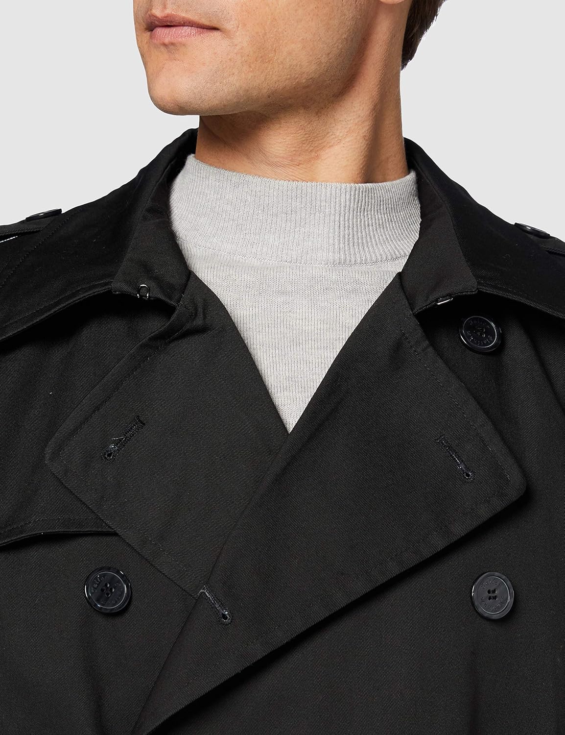 Mens Traditional Double Breasted Long Trench Coat Cotton Military Rain Mac TopCoat