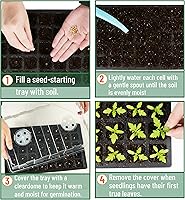 Vista 5 de Mr. Pen - Kits de bandejas de inicio de semillas, juego de 5, total de 200 celdas, bandejas duraderas para germinación de plantas con cúpulas