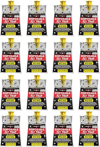 Paquete de 16 bolsas grandes para moscas Bolsas para moscas desechables para exteriores Trampa para moscas desechables para caballos para moscas