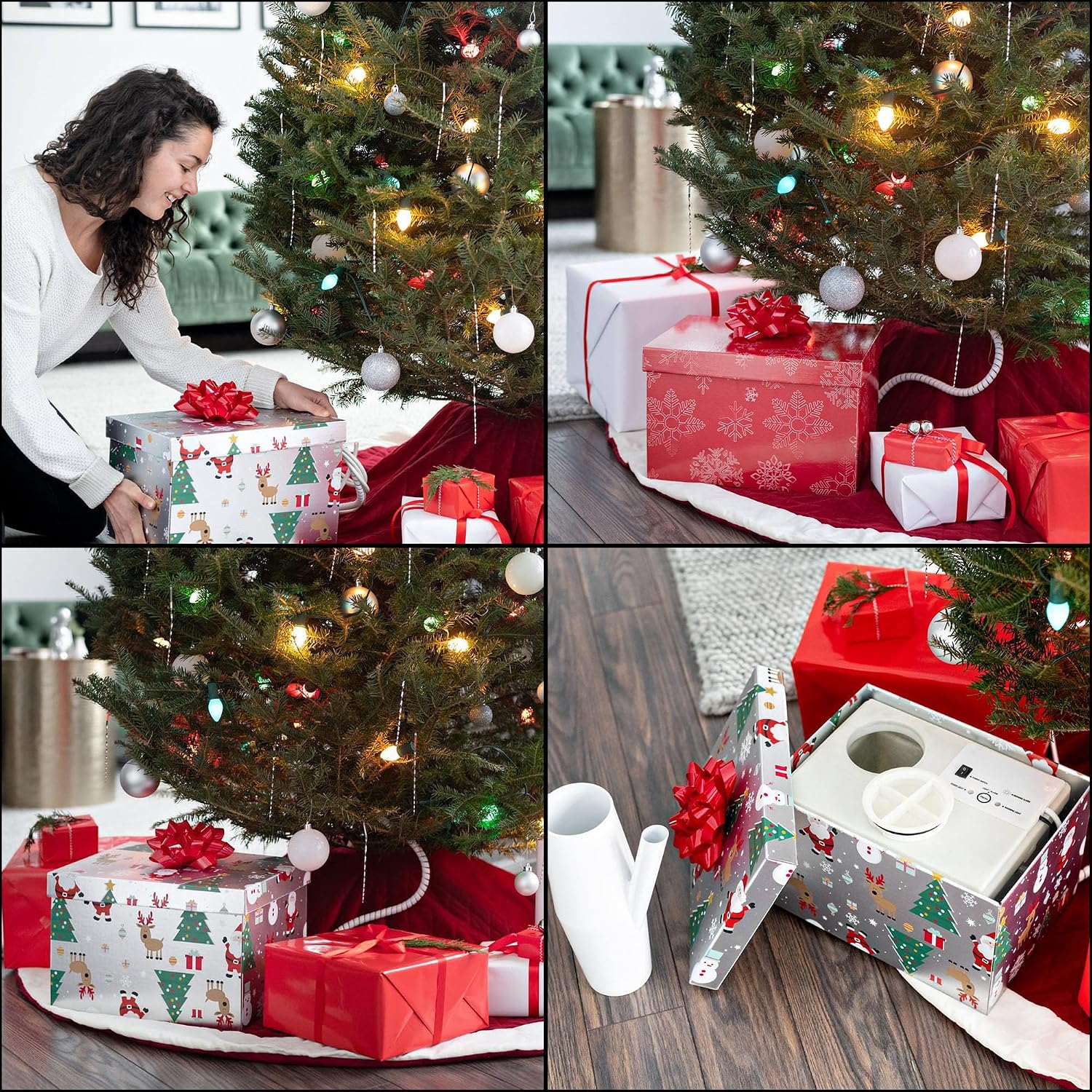 Automatic Christmas Tree Watering System Device, Santa’s Tree Helper Keeps Your Christmas Tree Healthy and Fresh, Refillable 2.5 gallons Capacity Box - Silver/Festive image 5