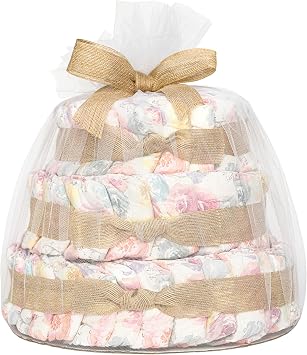 The Honest Company Deluxe Diaper Cake, Diapers Baby Personal Care Plant-Based Wipes, Rose Blossom, Size 1 8-14 lbs 70 Count