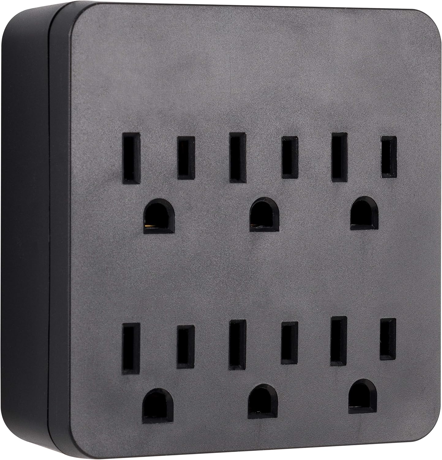 GE Pro 6-Outlet Extender Surge Protector, Wall Tap Adapter, Charging Station, Automatic Shutdown, 3-Prong, 1020 Joules, UL Listed, Black, 54821