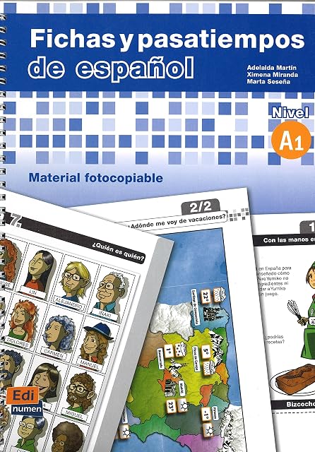 Portada de Fichas y Pasatiempos de Español: Libro Nivel A1 : Material Fotocopiabl