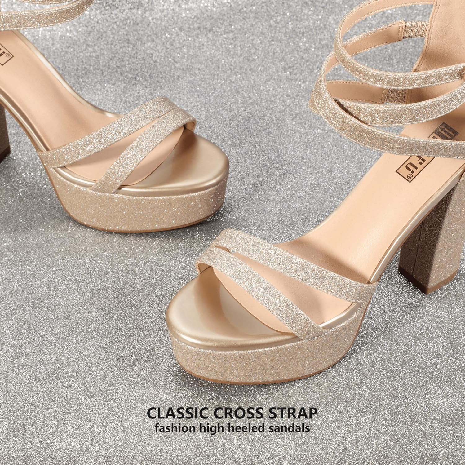 IDIFU Women's Platform Chunky High Heels Dress Sandals Open Toe Ankle Strap Strappy Wedding Bridal Party Dance Shoes For Women Bride - Image 5