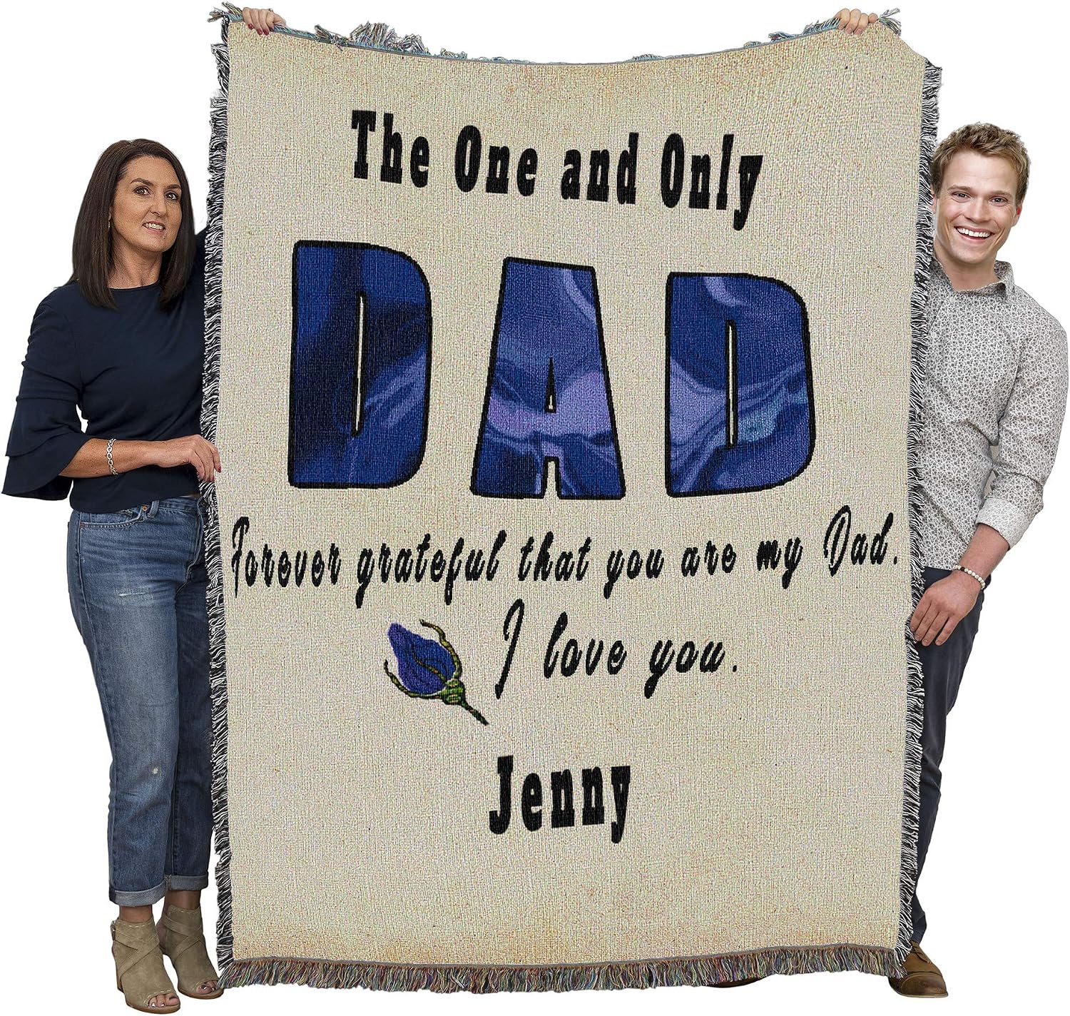 Pure Country Weavers Forever Grateful You are My Dad Blanket - Personalized - Custom Gift Tapestry Throw Woven from Cotton - Made in the USA (72x54)