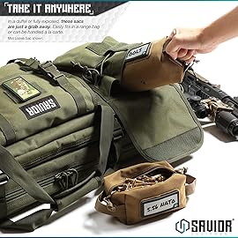 Savior Equipment Loose Sacs 4-Pack Tactical Ammo Pouch Firearm Ammunition Carrier Bag, ID Patches Included, Tan