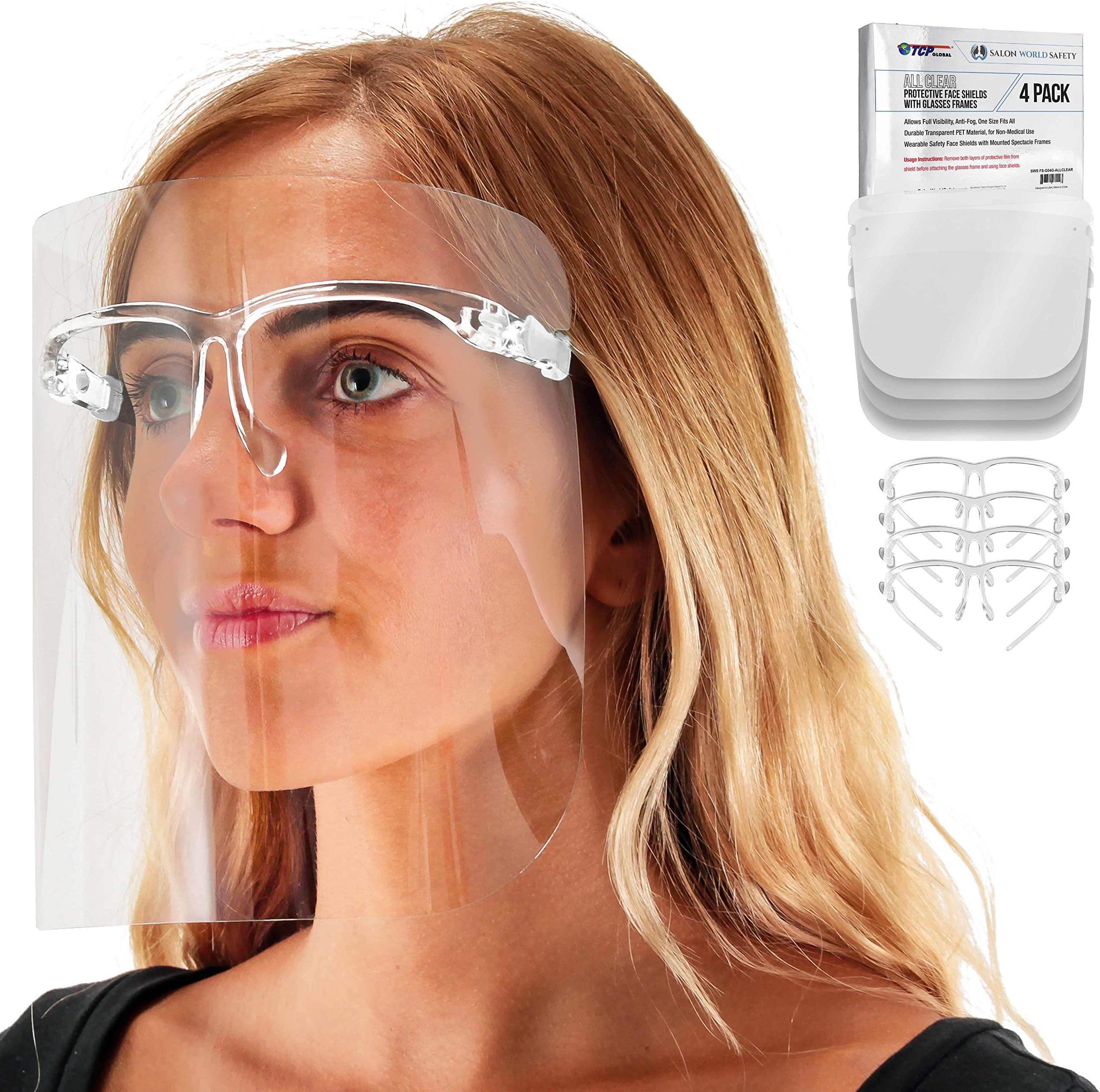 TCP Global World Safety Face Shields with All Clear Gl Frames (Pack of 4)