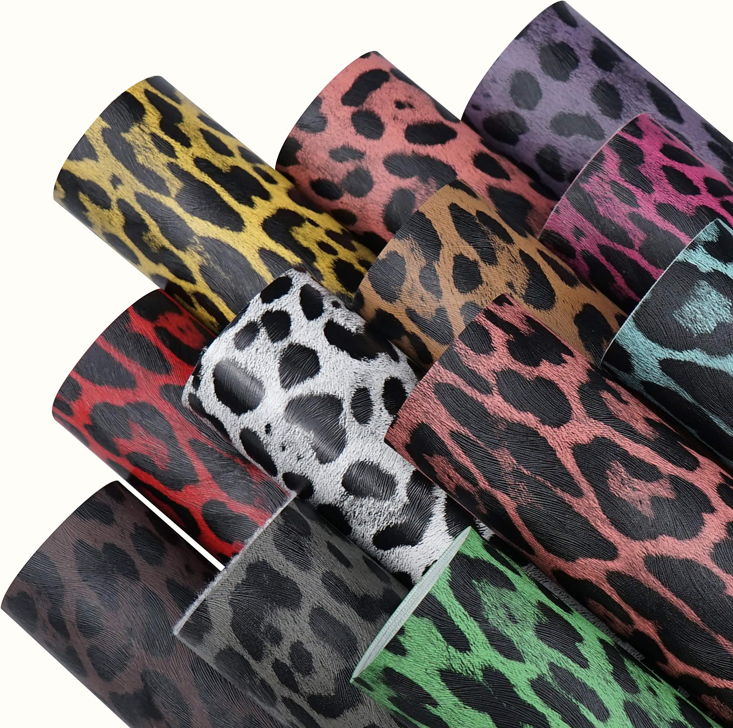 12 Pieces 8x6 Inch Leopard Printed Faux Leather Sheets For Bows Earrings Making