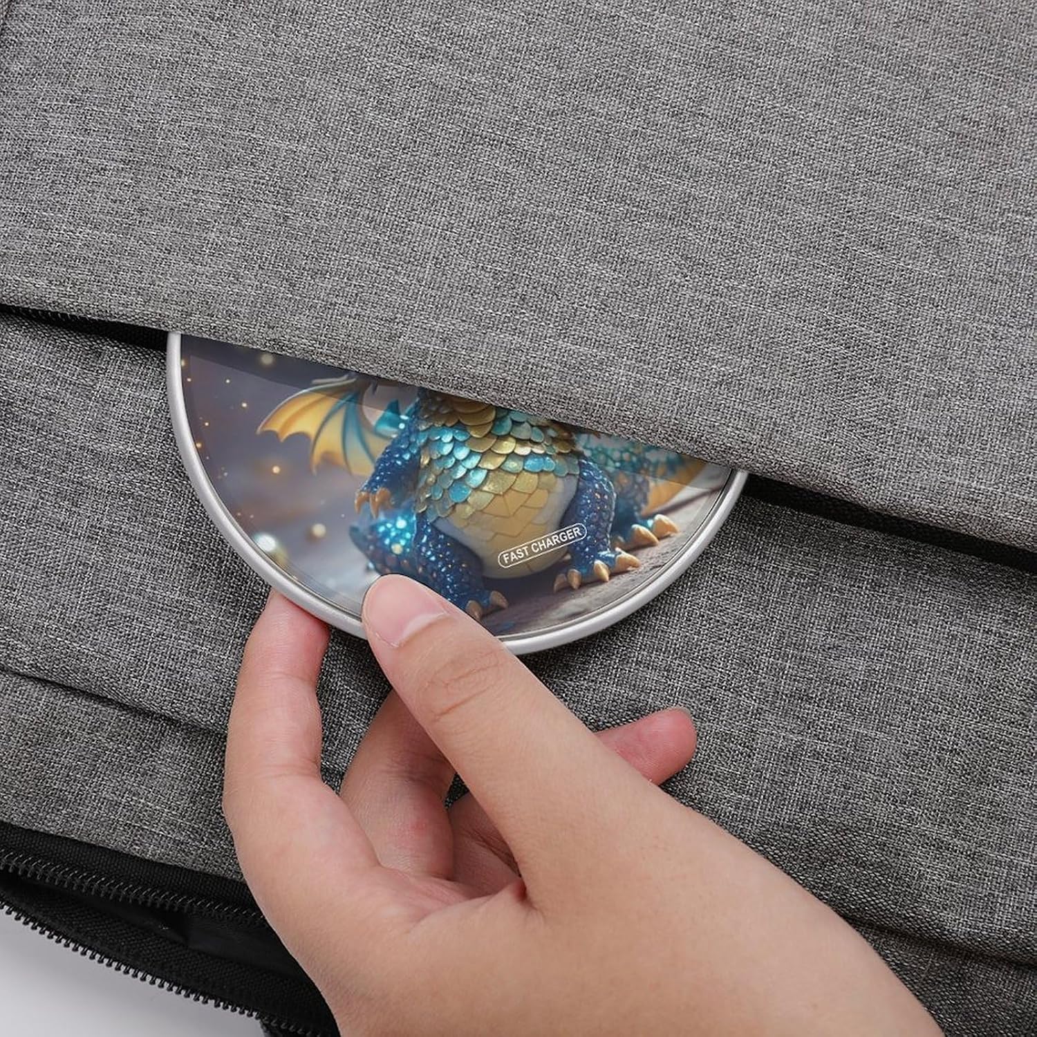 Cute Dragon Wireless Charger Portable Fast Charging Pad Lightweight Wireless Charging Station for Phone Slim Charge Mat for Travel Home Office Desk image 4