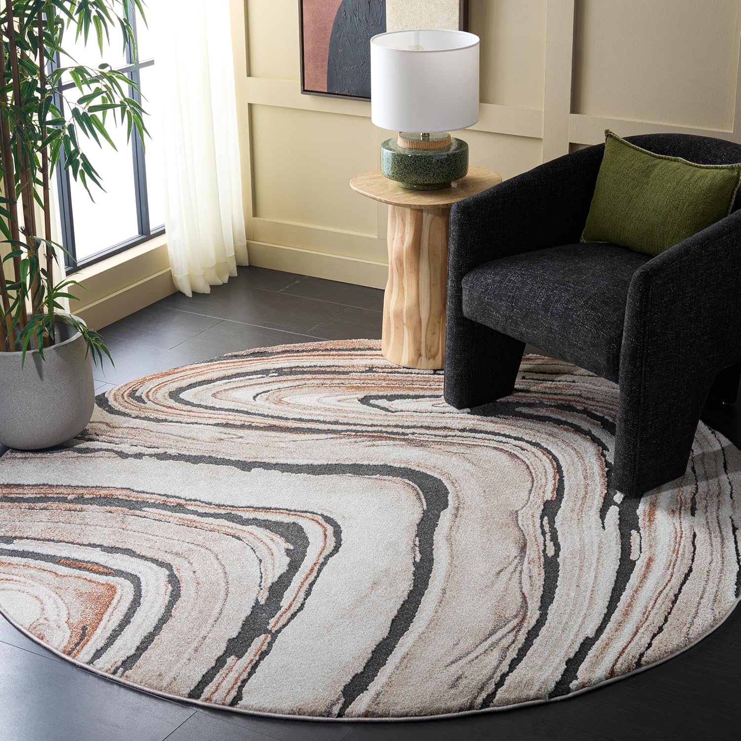 SAFAVIEH Cyrus Shag Collection Area Rug - 5'5" x 7'6", Beige & Rust, Modern Abstract Design, Non-Shedding & Easy Care, 0.8-inch Thick Ideal for High Traffic Areas in Living Room, Bedroom (CYR138A)