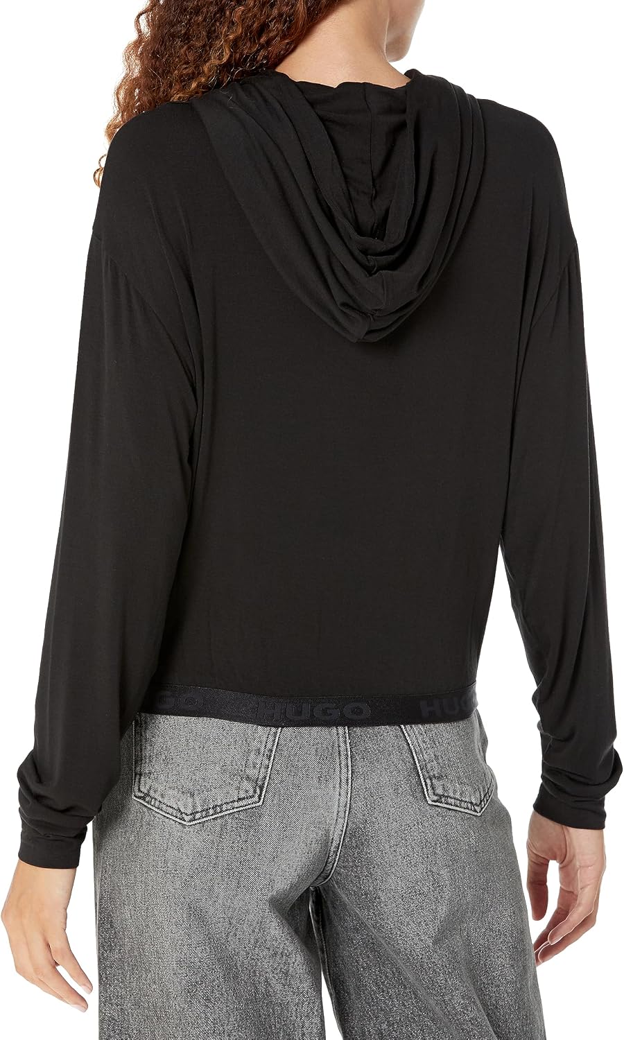 HUGO Women's Cropped Relaxed Fit Jersey Sweatshirt
