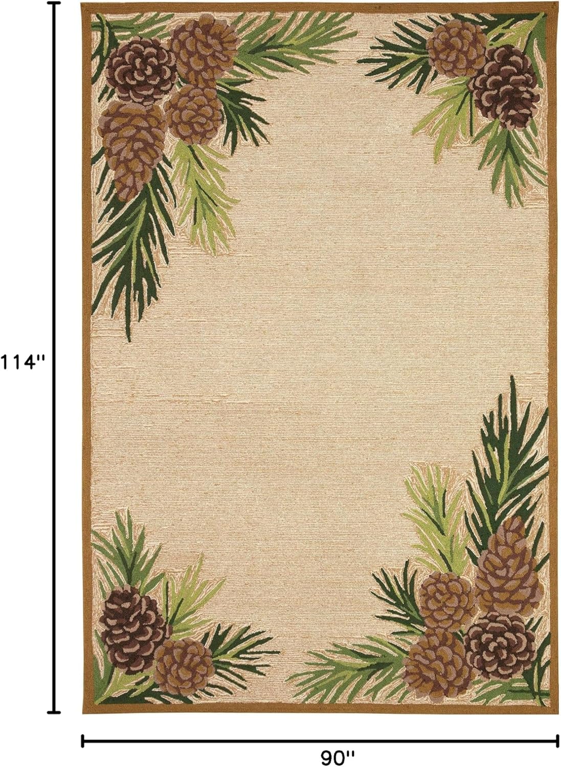 Liora Manne RAVELLA Indoor/Outdoor Hand Tufted Synthetic Blend Durable Area Rug - Transitional Border Botanical Nature Decorative (Forest Border Natural) (7'6" x 9'6")