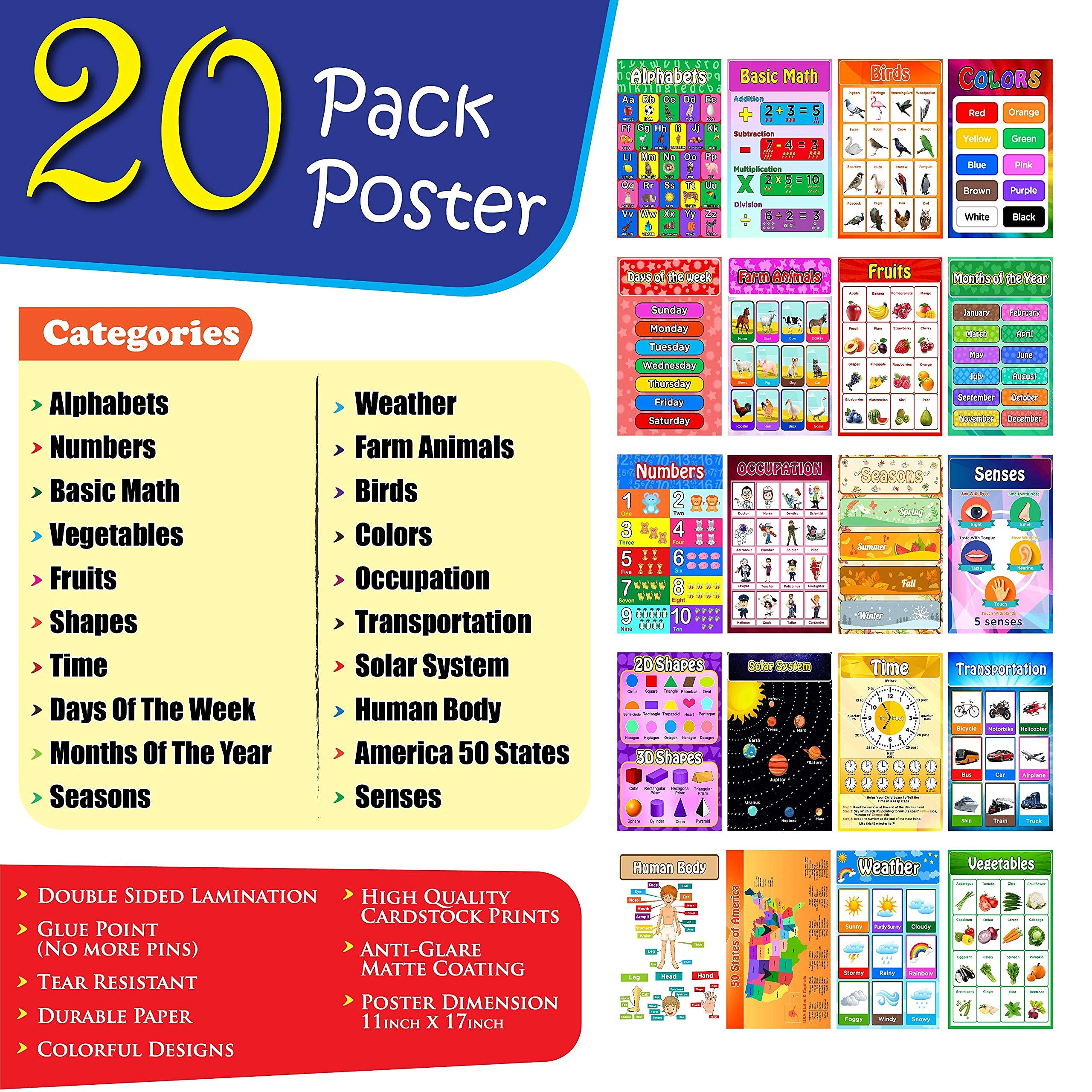 20 Large STEM Educational Posters for Kids Preschool Posters Educational Posters for Toddlers I