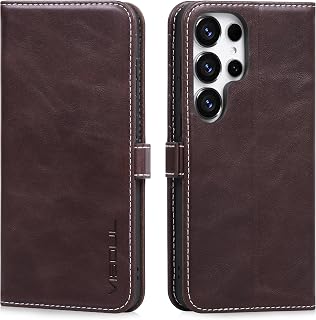VISOUL Hülle kompatibel mit Galaxy Samsung S25 Ultra,Premium Leder handyhülle mit Standfunktion und Kartenfächern Kaffee