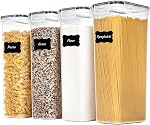 Vtopmart Airtight Food Storage Containers with Lids 8PCS Set 3.2L, Spaghetti Container for Pasta Organizer, Air Tight House Pantry Organization and Storage