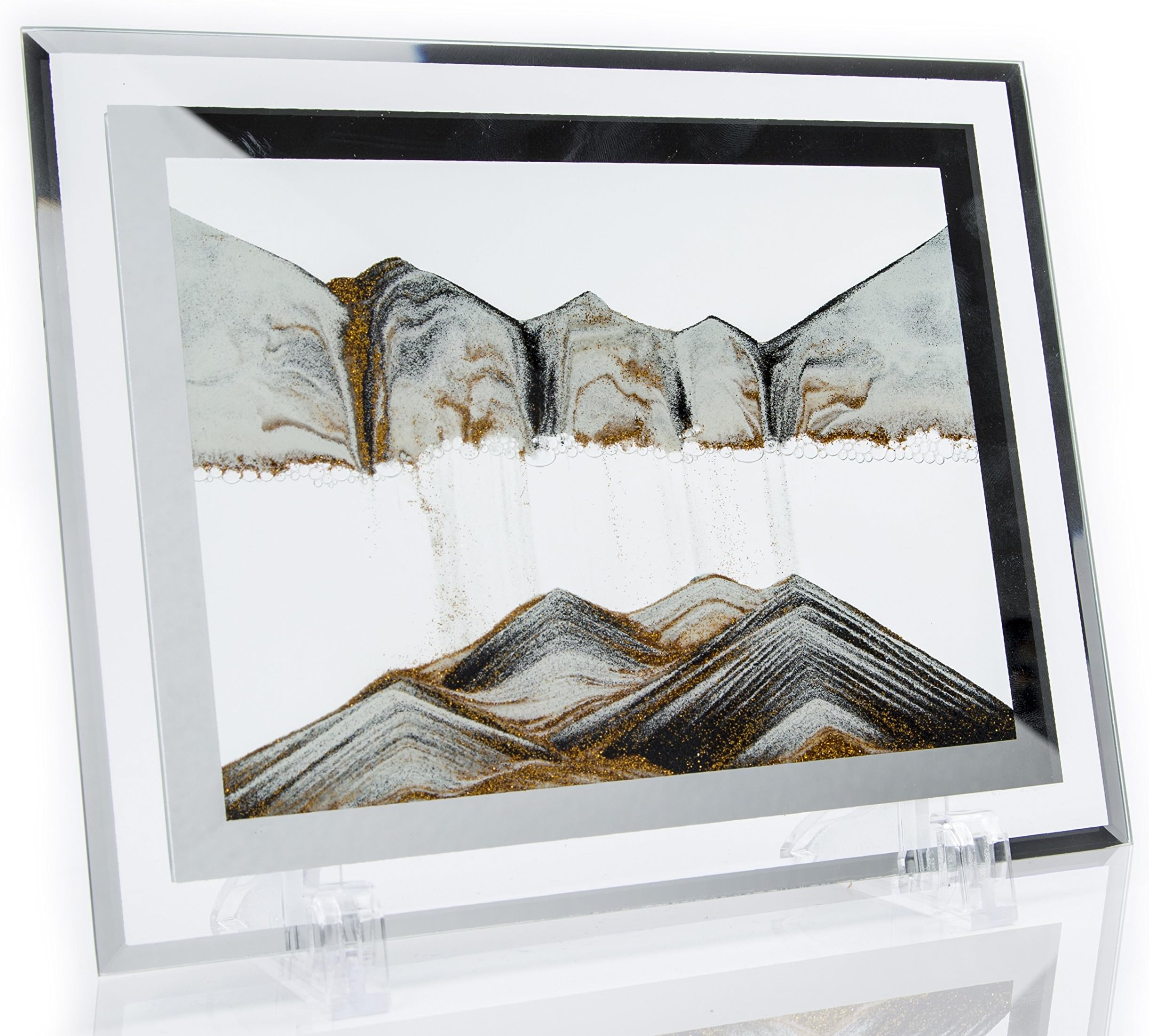 YayaCatMoving Sand Art Picture Sandscapes Desktop Art Toys (9"X7", Golden,Black,White)